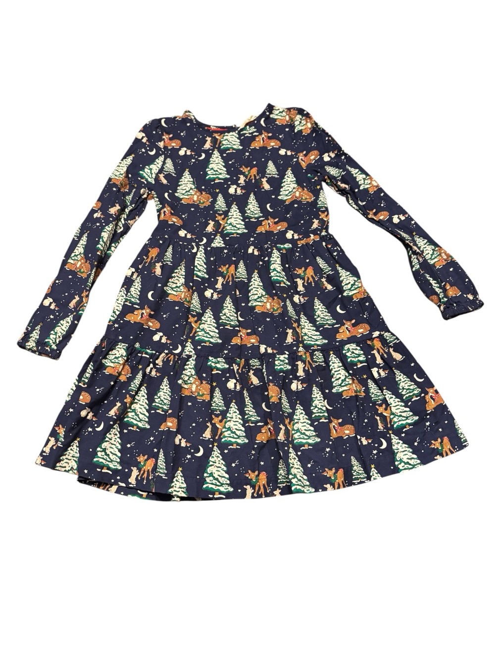 Muni Boden sz 11/12 Navy Woodland Holiday Tiered Dress